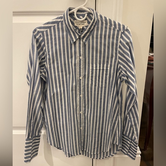 Nili Lotan Tops - Nili Lotan navy/white striped button down